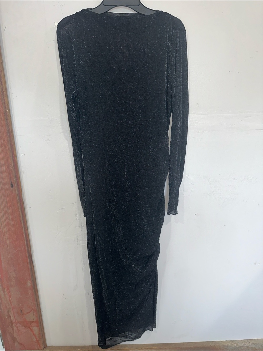 Long Sleeve Black Sparkle Maxi Dress